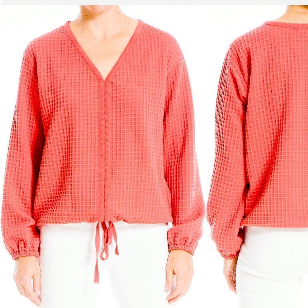 Max studio Women’s V- neck drawstring hem sweater size S, NWT